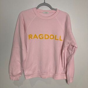 Ragdoll LA Light Pink Sweatshirt Women's Small Yellow Logo Spellout RARE